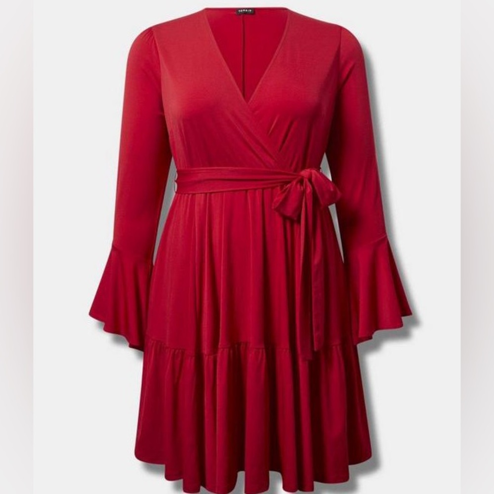 Mini Studio Knit Tiered Red Dress